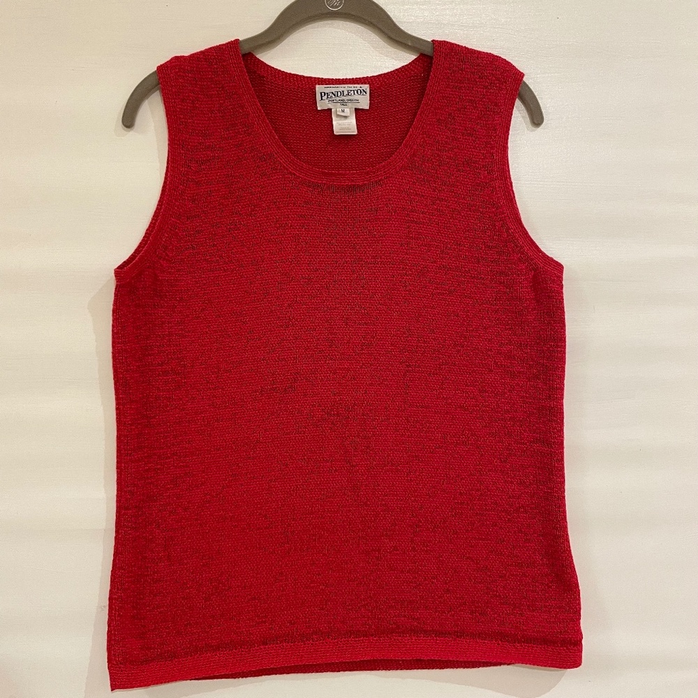 Vintage Pendleton Sleeveless Y2K Knit Tank Top Women Medium Sweater Vest Preppy